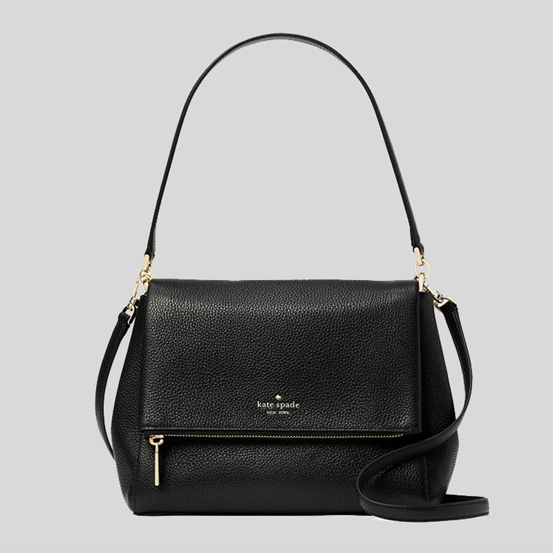 Kate Spade Leila Medium Flap Shoulder Bag Black K6029 – LussoCitta