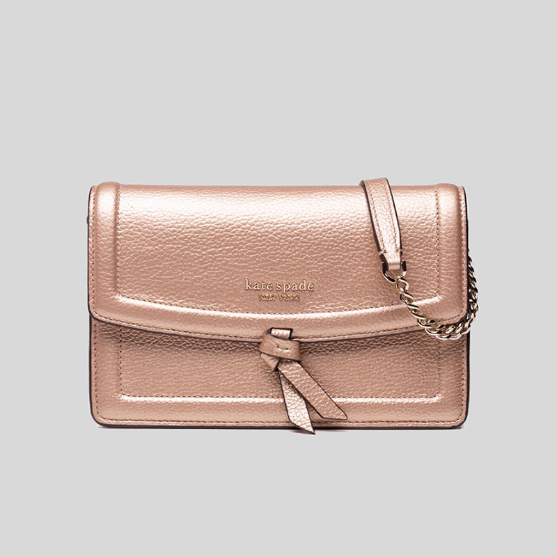 Kate Spade Knott Metallic Flap Crossbody Rose Gold K5615 – LussoCitta