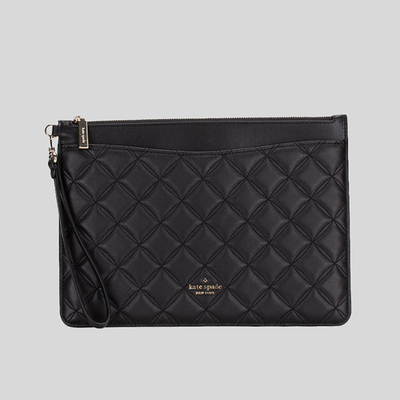 Kate Spade Natalia Large Quilted Leather Zip Pouch Black K7017 – LussoCitta