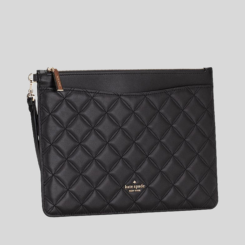 Kate Spade Natalia Large Quilted Leather Zip Pouch Black K7017 – LussoCitta