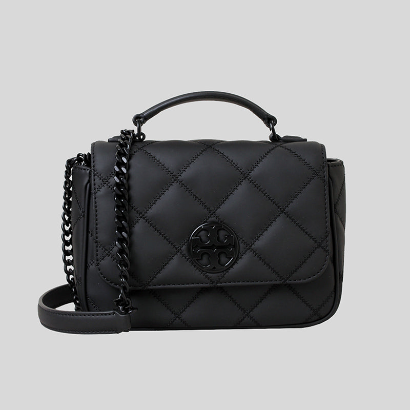 Tory Burch Matte Willa Mini Top Handle Bag Black on Black 87872 – LussoCitta
