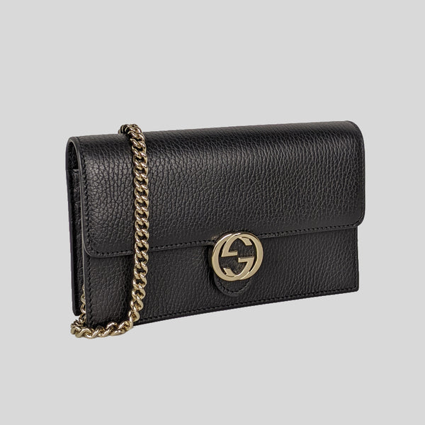 Gucci Leather Interlocking G Wallet on Chain – Bluefly