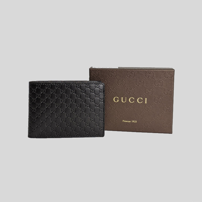 GUCCI Men's Black Microguccissima GG Logo Leather Bifold Wallet With C –  LussoCitta