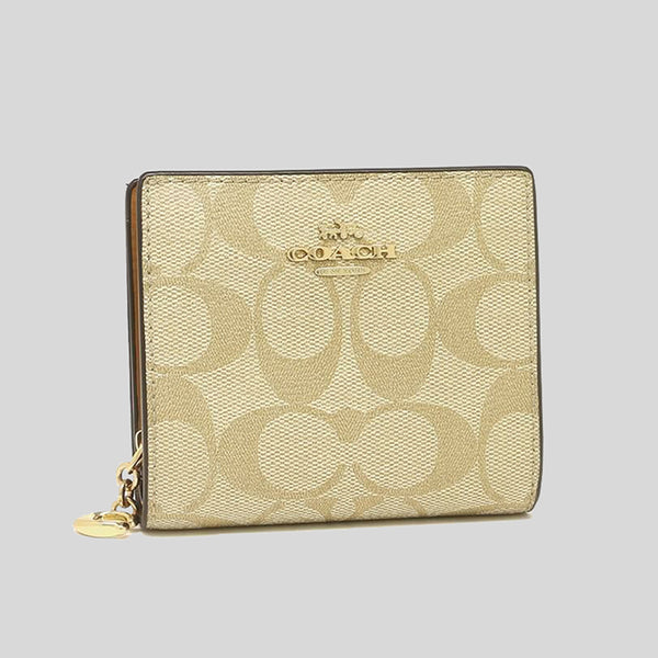 Coach Snap Wallet In Signature Canvas With Nostalgic Ditsy Print