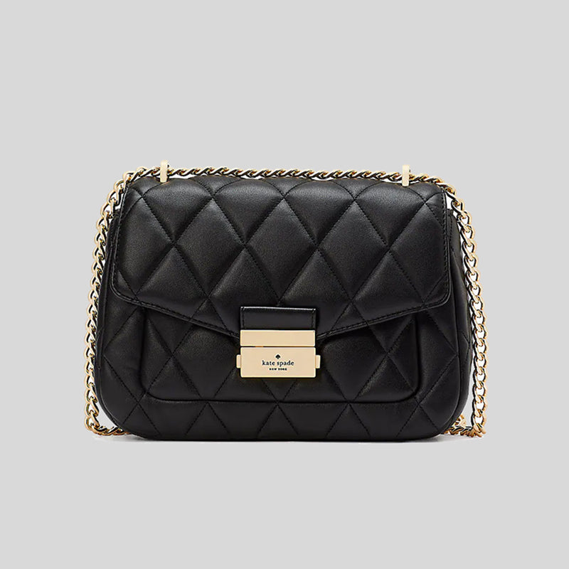 Kate Spade Carey Smooth Quilted Leather Small Flap Shoulder Bag Black ...