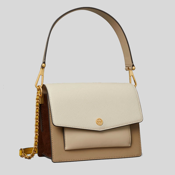 Tory Burch Kira Chevron Small Shoulder Bag in Dusty Almond is now available  @ Monarc.o.Monarc. 