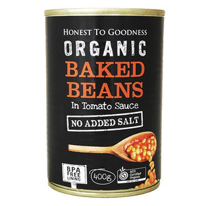 Honest To Goodness Organic Baked Beans in Tomato Sauce - No Added Salt - 400gm