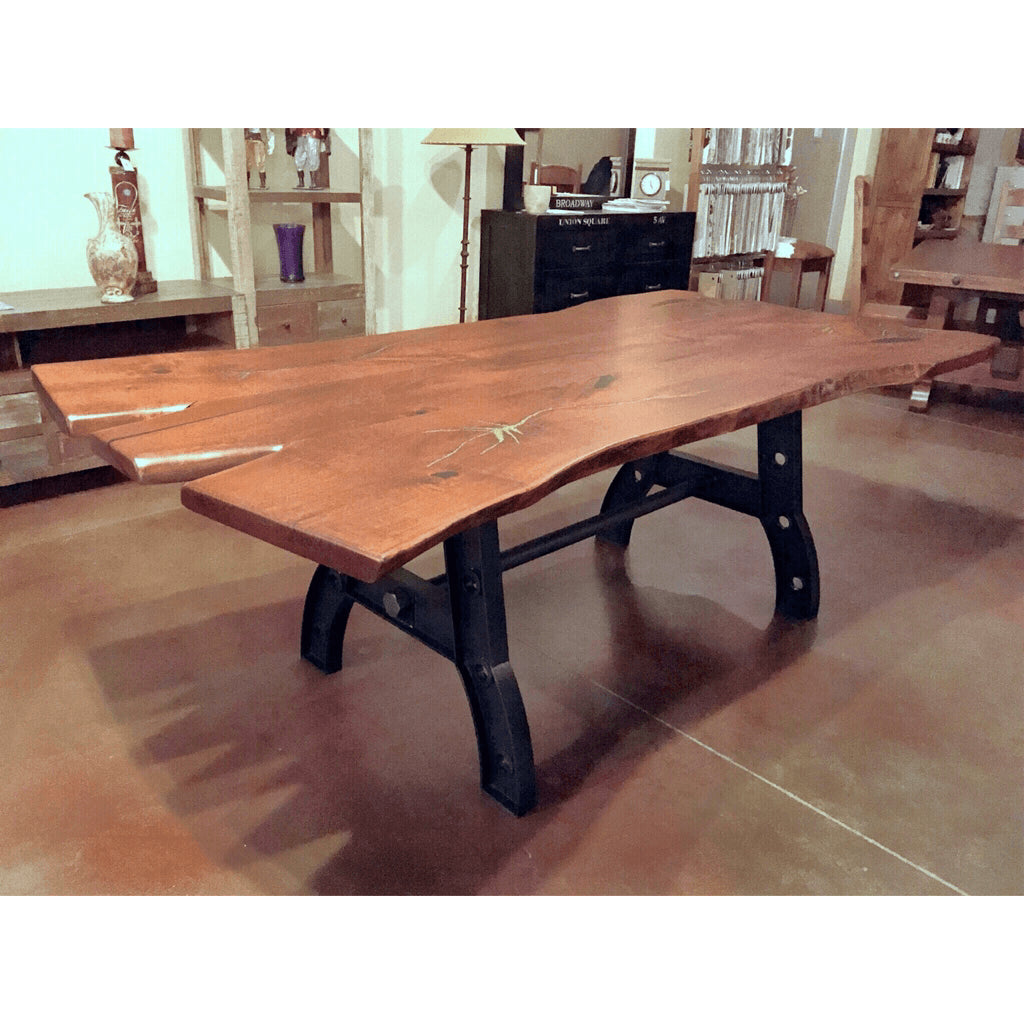 Live Edge Mesquite Wood Dining Table Iron Base La Casona Custom