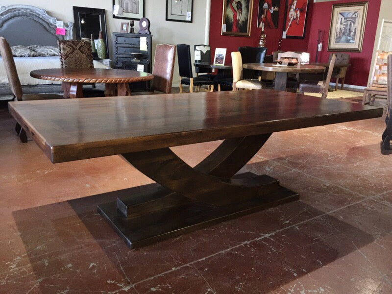 96 Custom Mesquite Wood Top Dining Table With Slide Alder Base