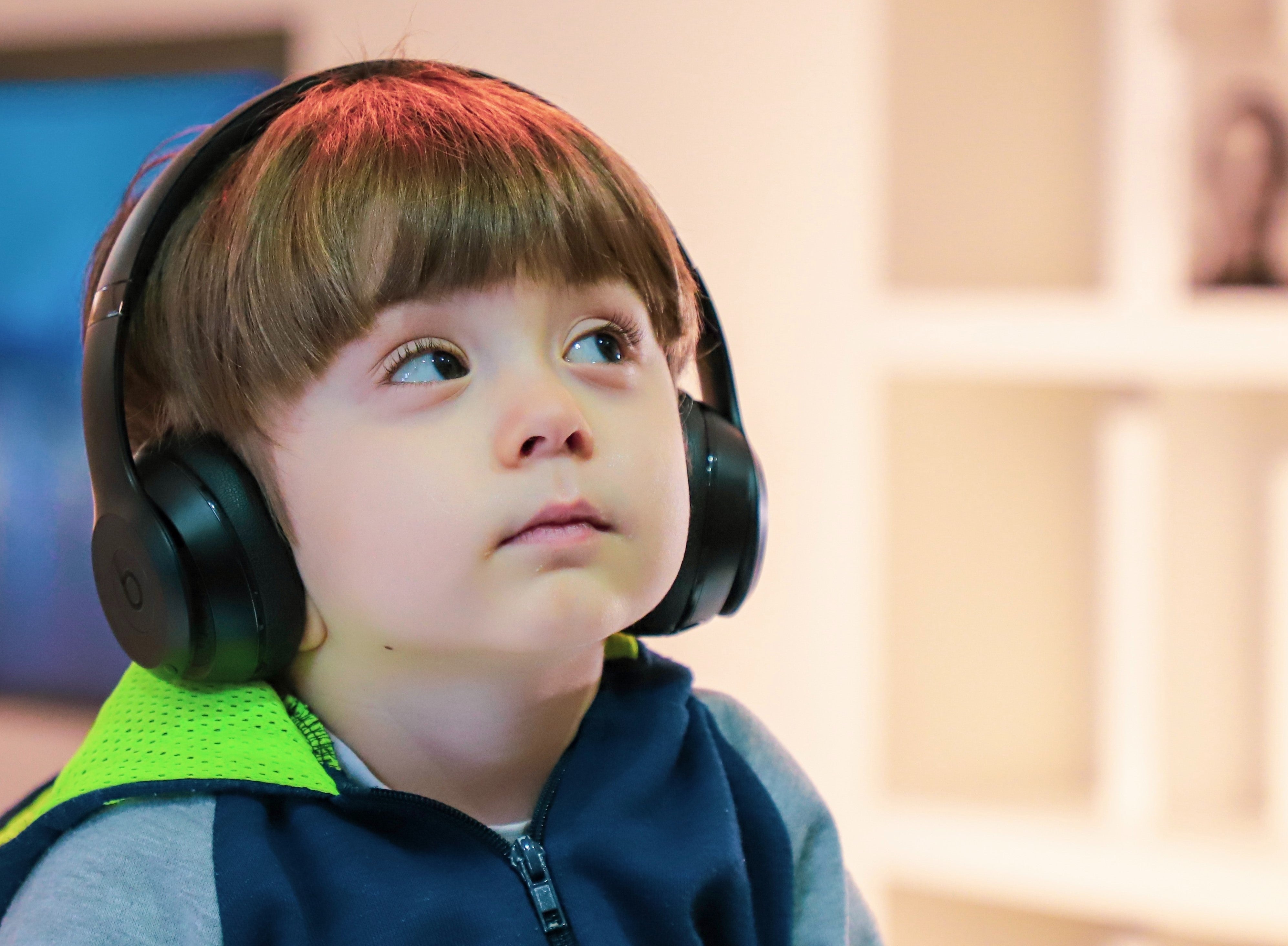 a boy in headphones