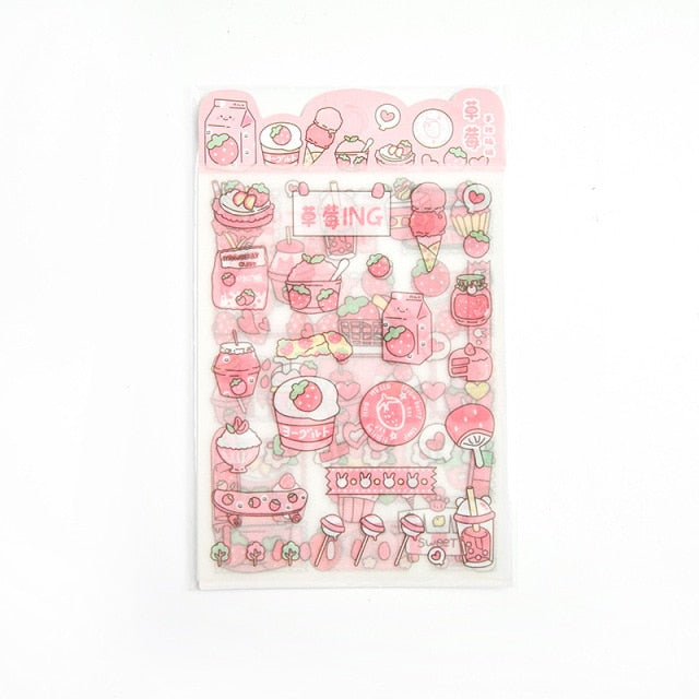 Canberra stereo Miles 4PC/set Pink strawberry cake Decorative Stickers – The Pink Room Co.