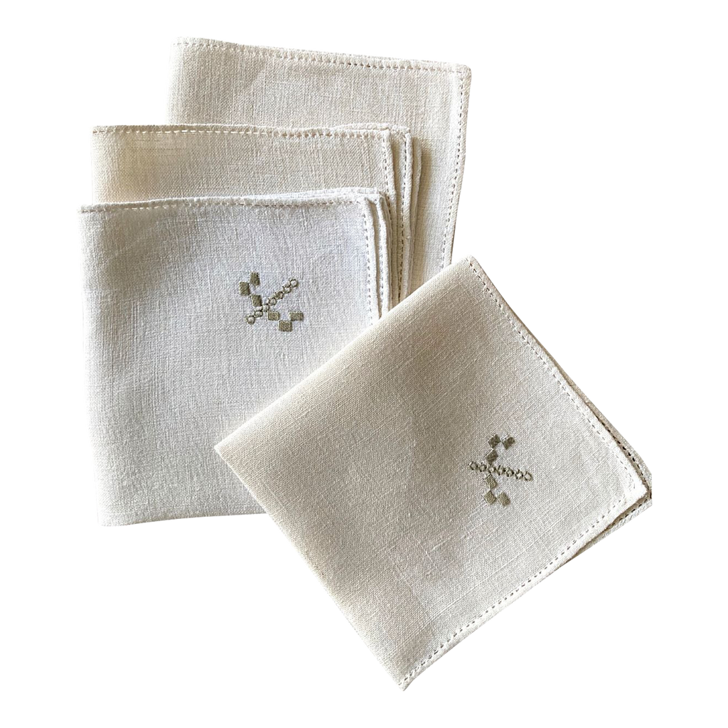 Vintage Linen Napkins Khaki - Set of 6