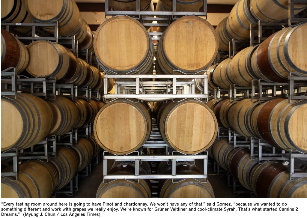 barrels of wine in a warehouse