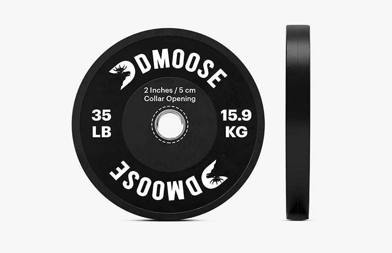 a rubber constructed DMoose Bumper plate for weightlifting