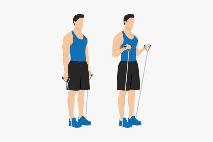 7. Standing Resistance Band Curls