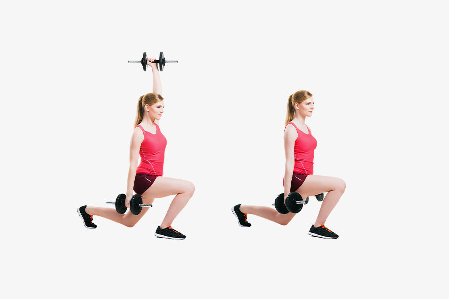 Walking Lunges With Overhead Weight