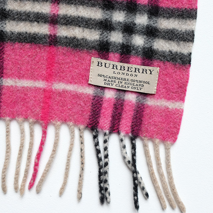 Vintage RARE Burberry Pink Nova Check Cashmere/Wool Scarf – Steep Store