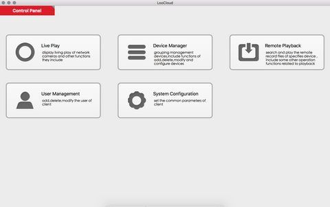 LooCloud for Mac Main Menu