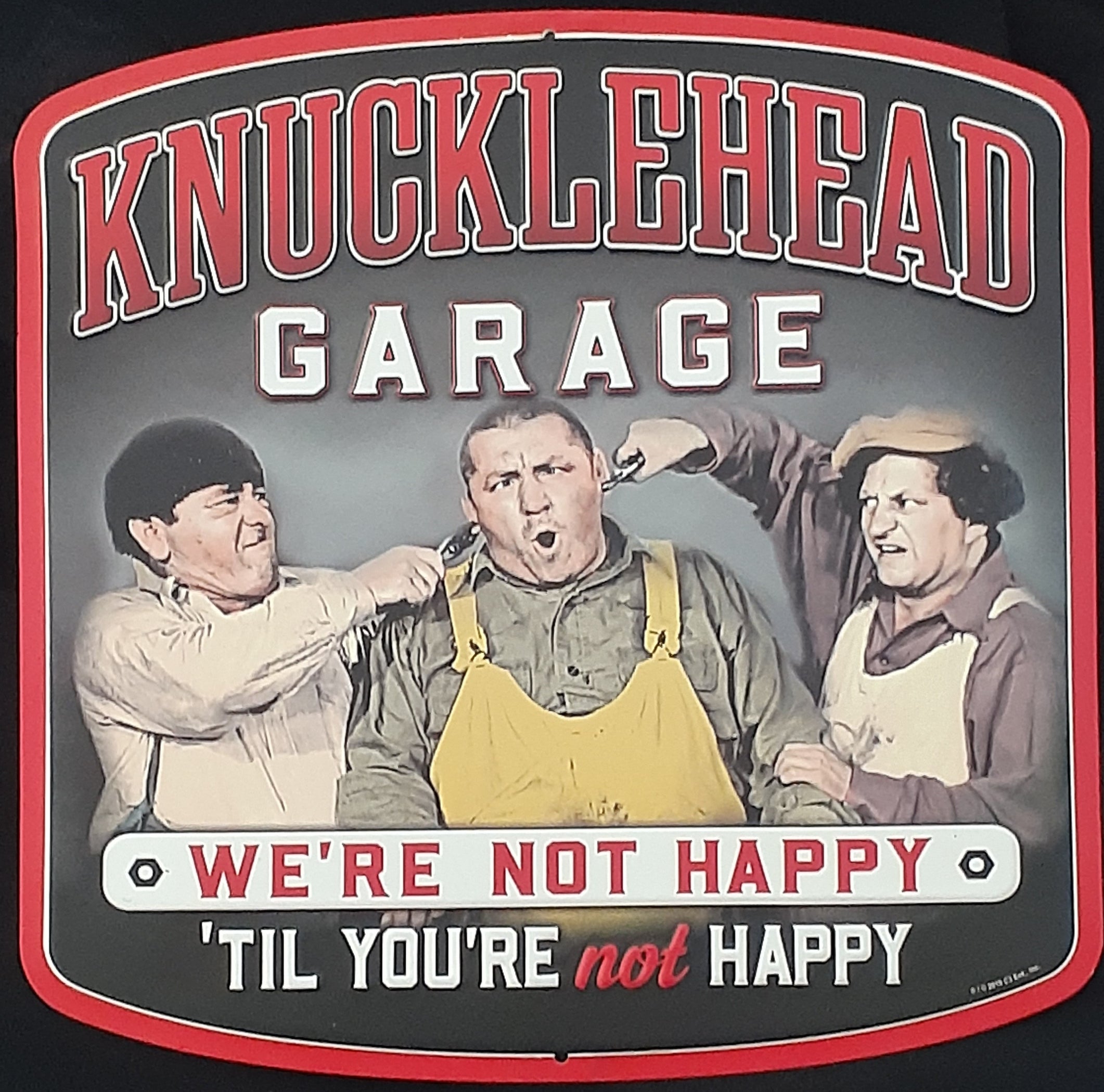 Three Stooges Tin Sign Knucklehead Garage Color 12x12 — The Three Stooges Official Store 