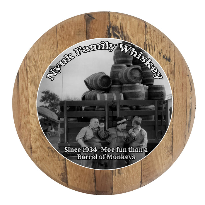 Three Stooges Whiskey Barrel Bar Sign - Nyuk Family Whiskey