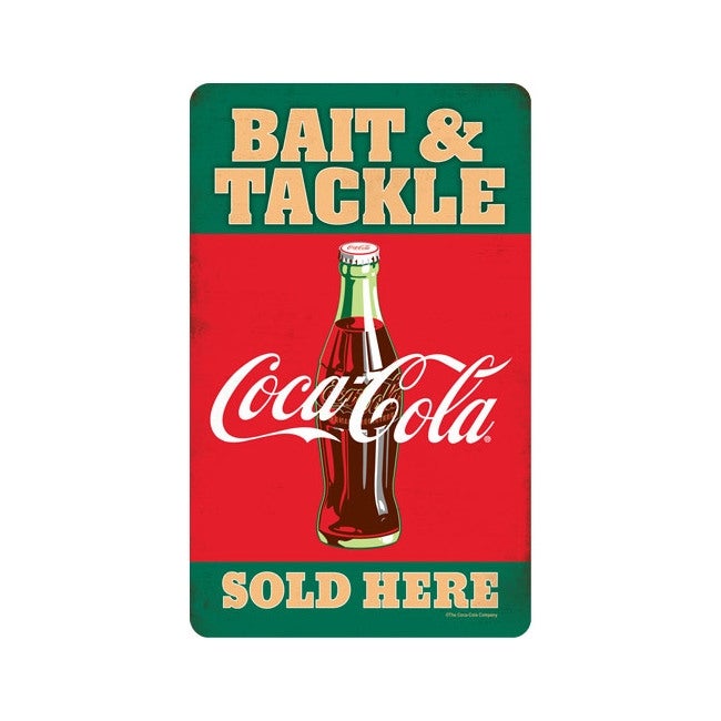 Coca-Cola Vintage Retro Bait and Tackle Metal Tin Wall Art