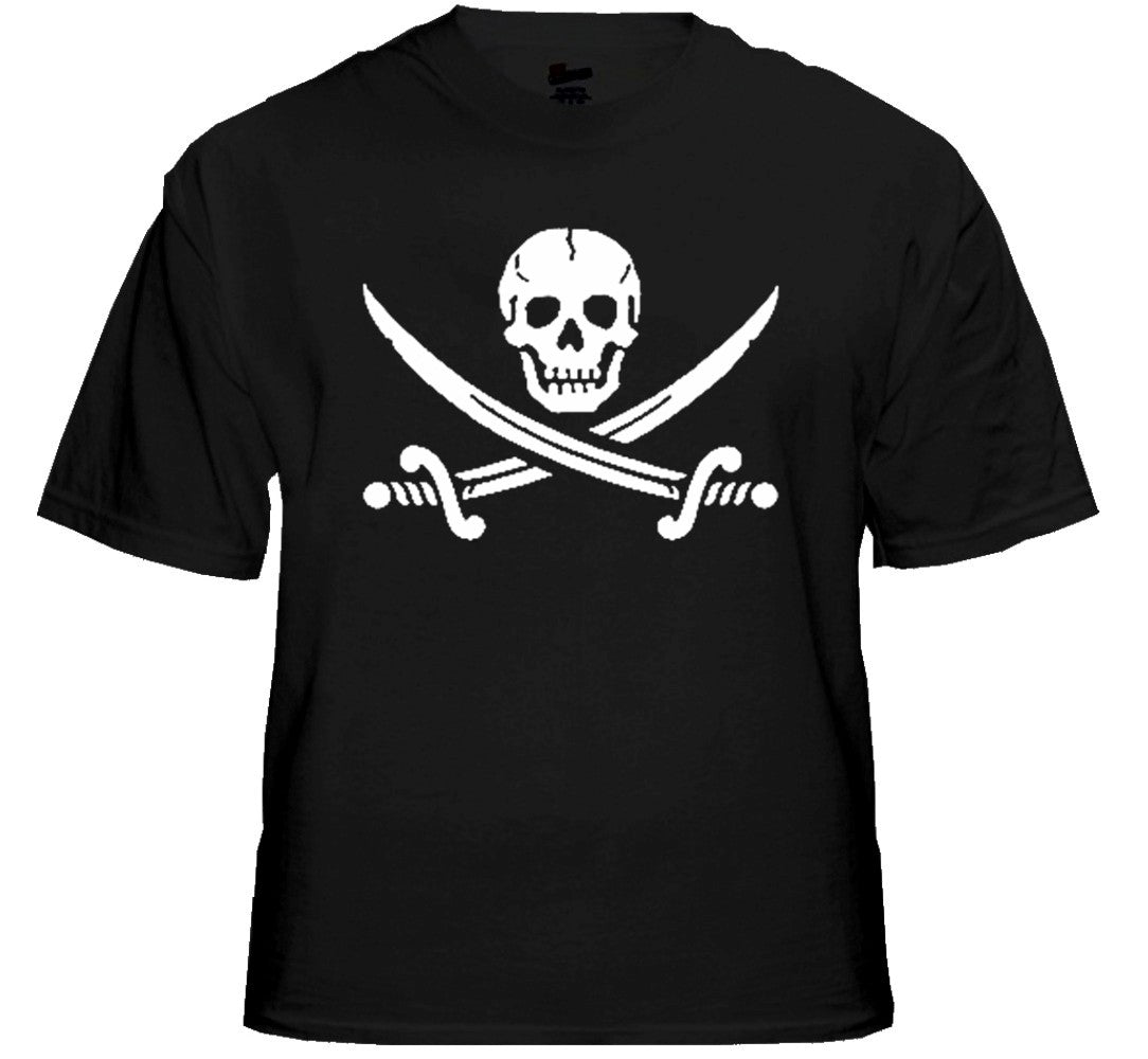 Biker T-Shirts - Pirate Skull and Swords Men's T-Shirt – Bewild