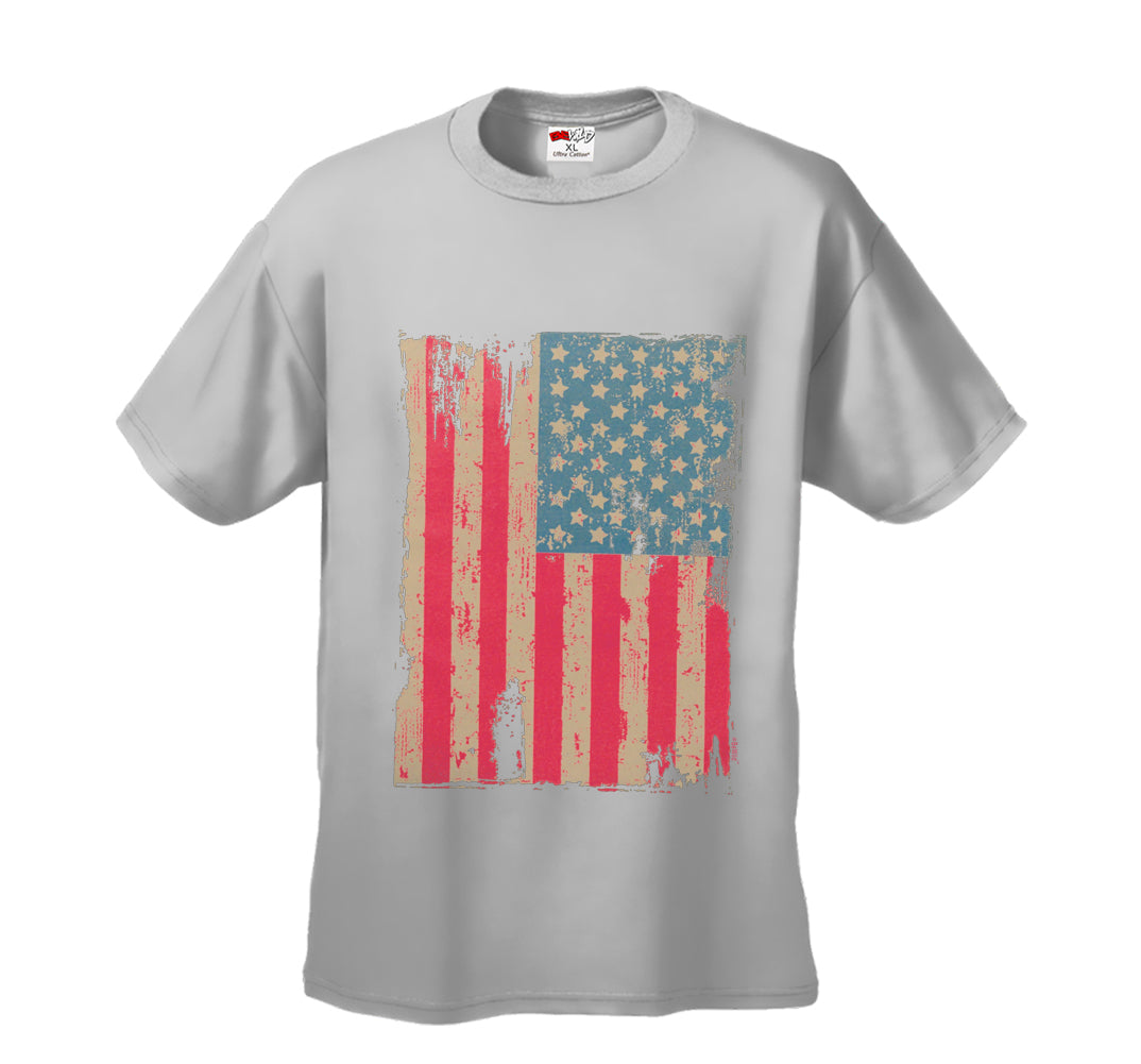 Faded and Distressed American Flag with Hot Pink Stripes Men's T-Shirt ...