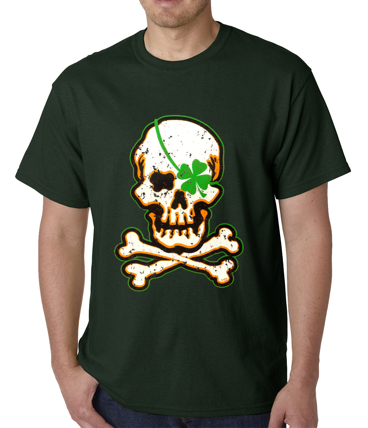 Irish Shamrock Skull and Crossbones Mens T-shirt – Bewild