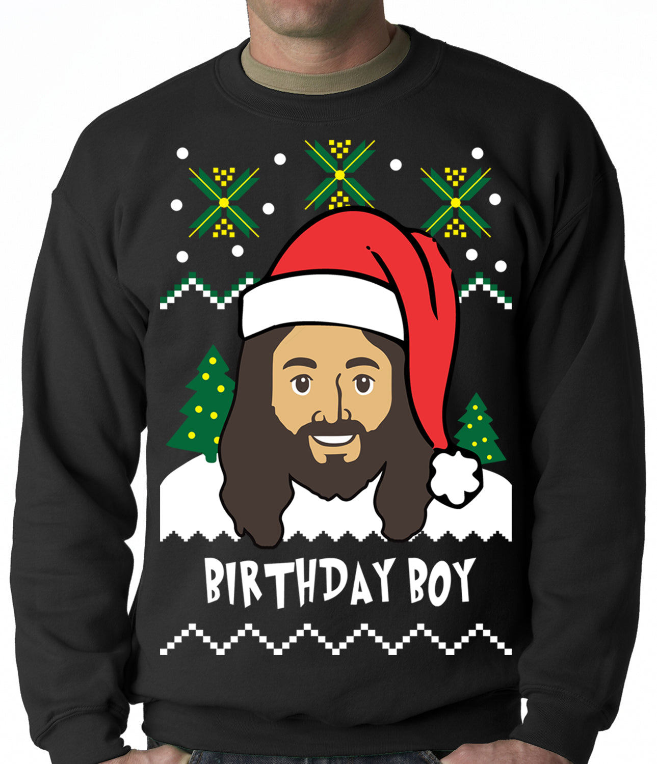 zwemmen pijnlijk Zachte voeten Jesus - Birthday Boy - Ugly Christmas Sweater Crewneck Sweatshirt – Bewild