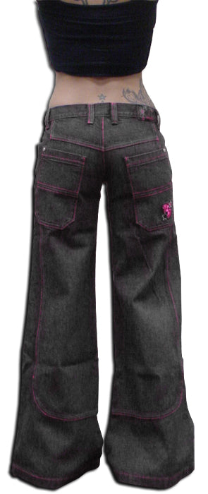 bestuurder Negen wiel Kikgirl Jeans - KikGirl 26" Deluxe Wideleg Pants (Black Denim) – Bewild