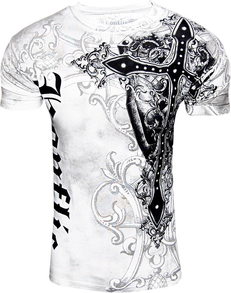 Konflic Gothic Black Cross Men's T-Shirt (White) – Bewild