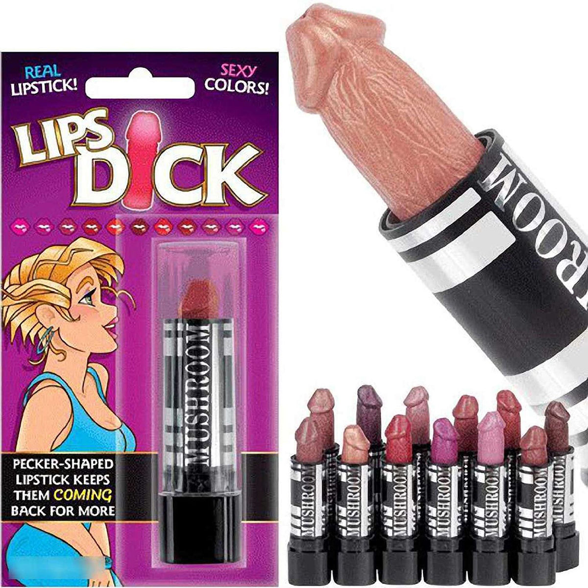 Lips Dick Real Penis Shaped Lip Stick (Assorted Colors)