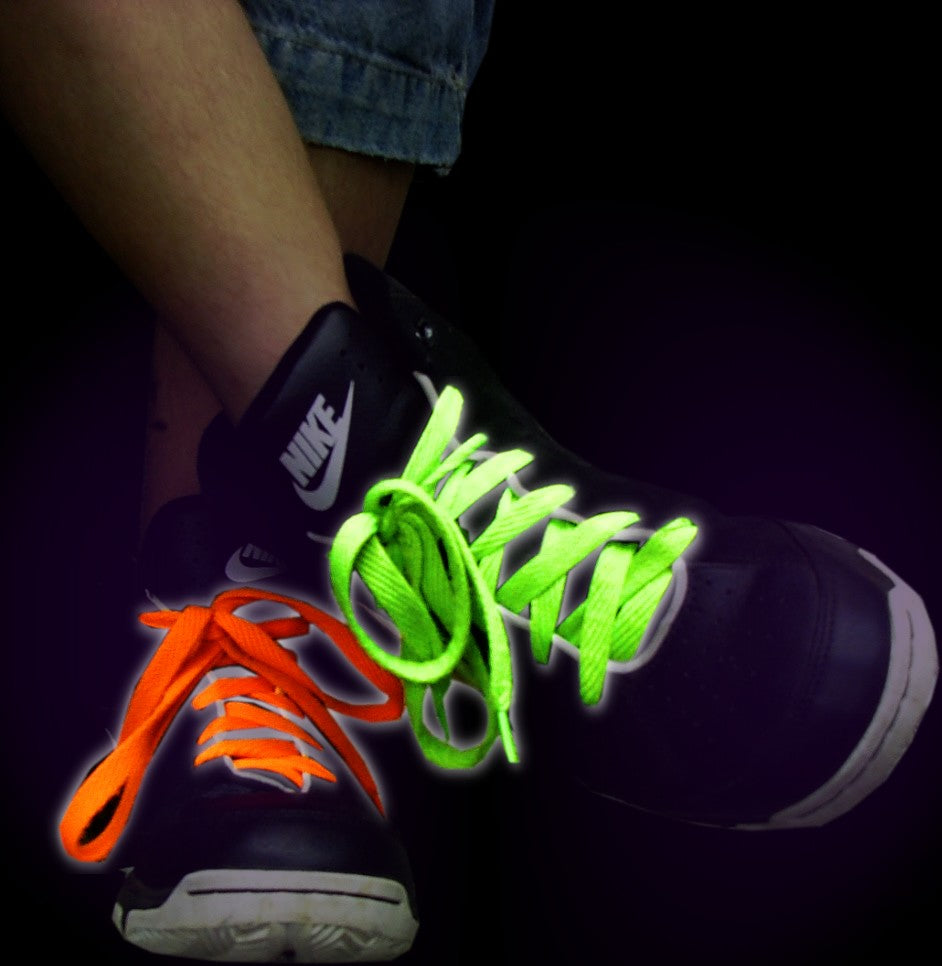 neon and black shoes