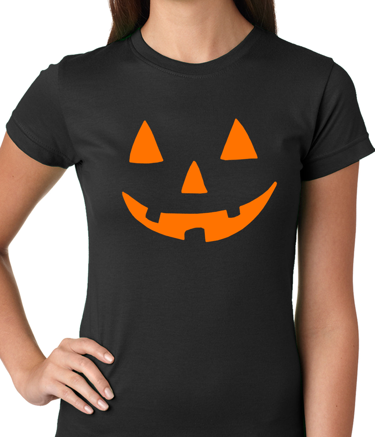 Halloween Tshirt - Orange Jack O' Lantern Womens T-shirt – Bewild