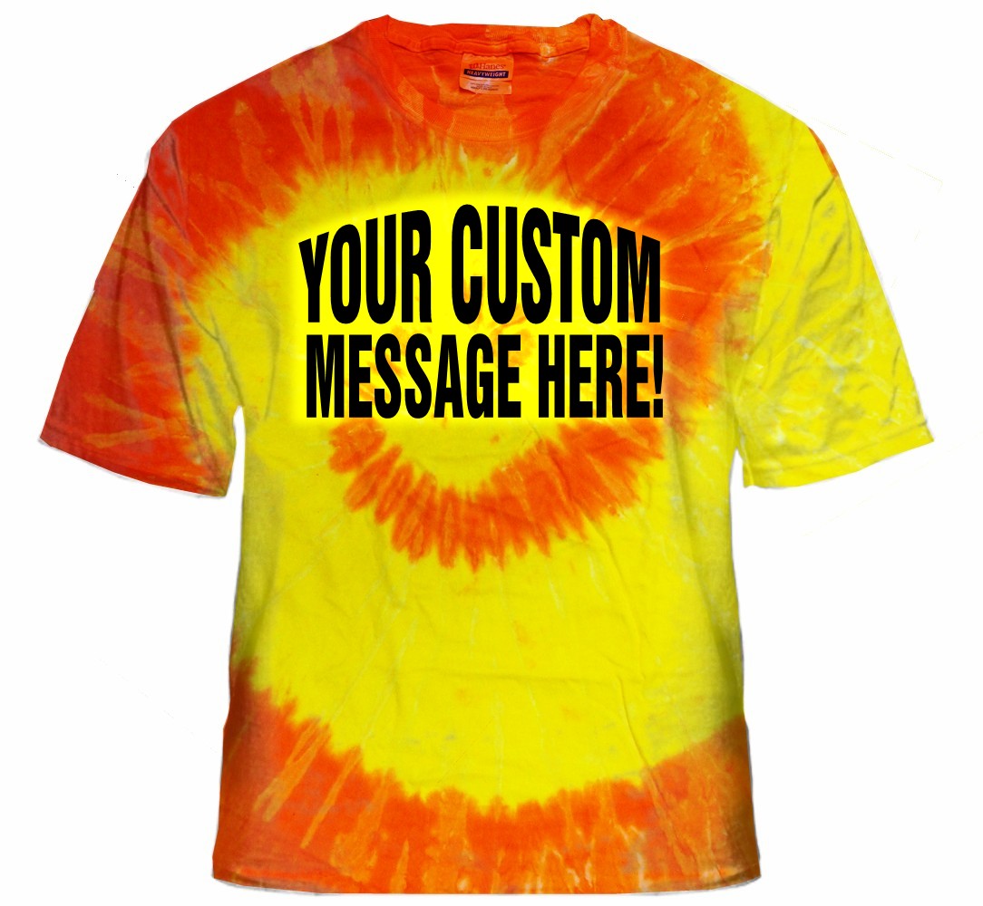 red and yellow tie dye shirt