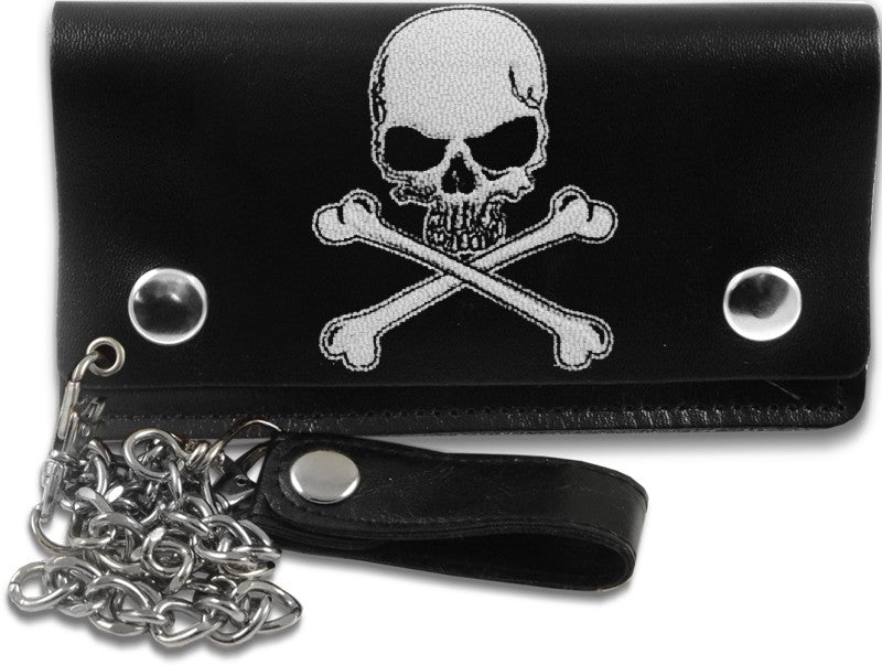 Skull & Crossbones 6 inch Biker Leather Chain Wallet – Bewild