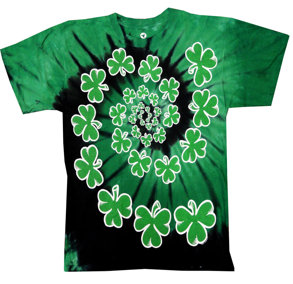 Download Spiral Clover Irish Green Tie Dye T-Shirt - Bewild