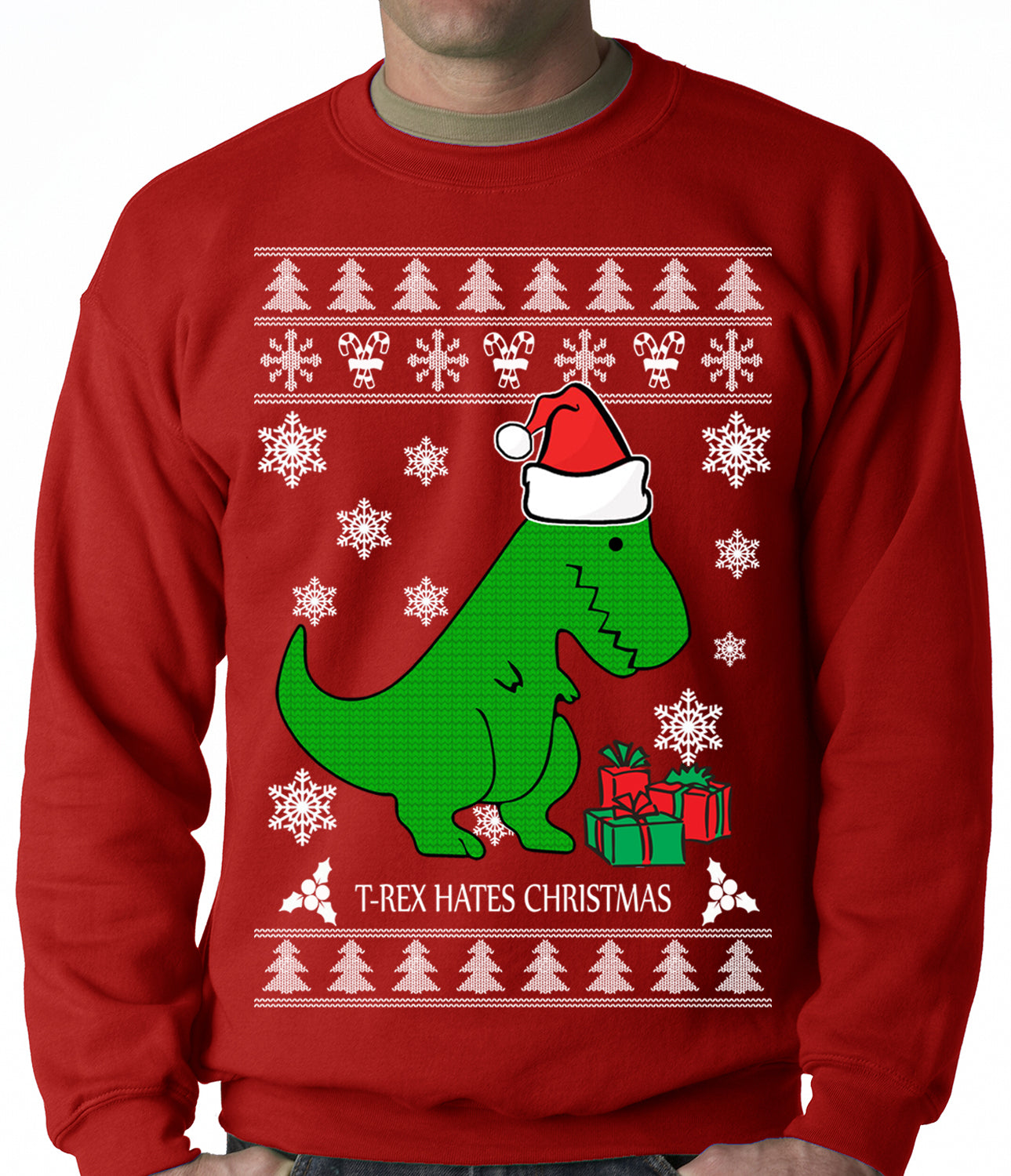 Ugly Christmas Sweater Style Funny Trex Kids Sweatshirt.