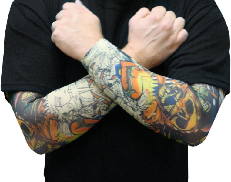Black and grey pirate Leg sleeve tattoo