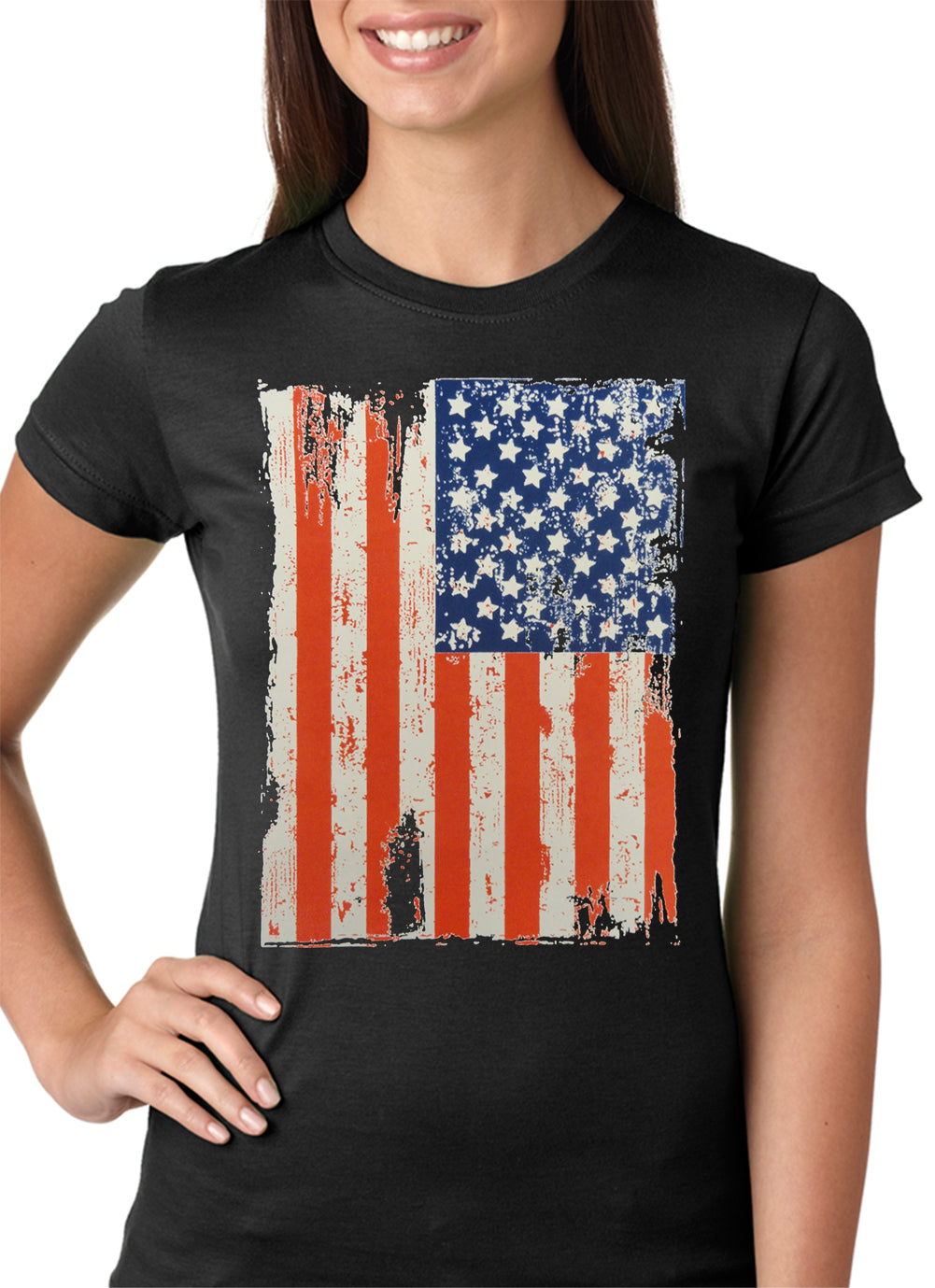 Vertical Distressed American Flag Girls T-shirt – Bewild