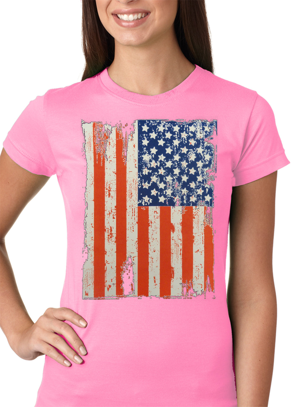 Vertical Distressed American Flag Girls T-shirt – Bewild