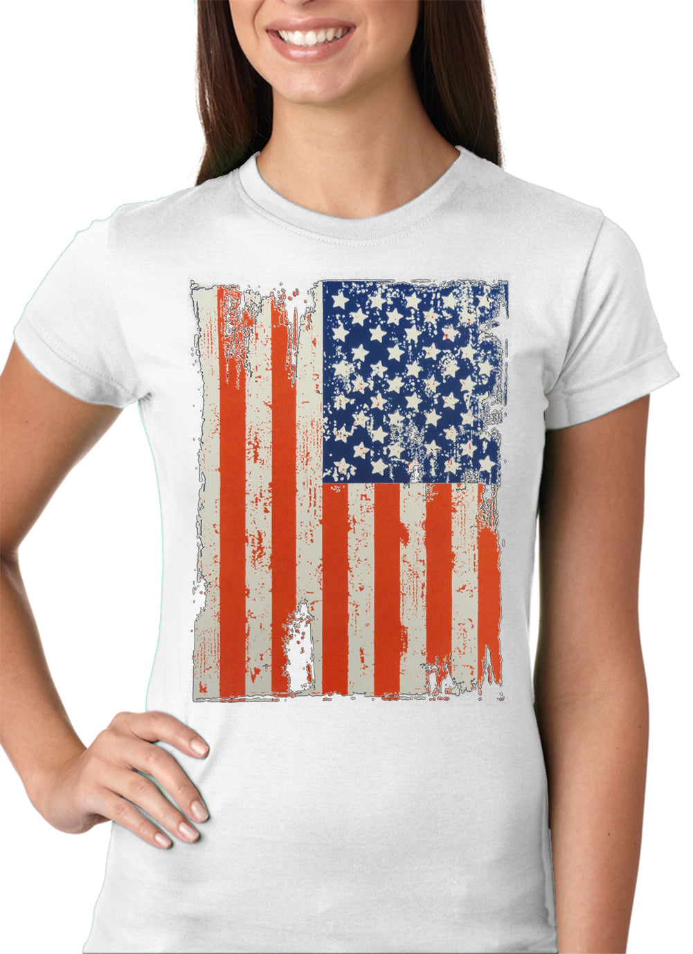 Vertical Distressed American Flag Girls T-shirt – Bewild