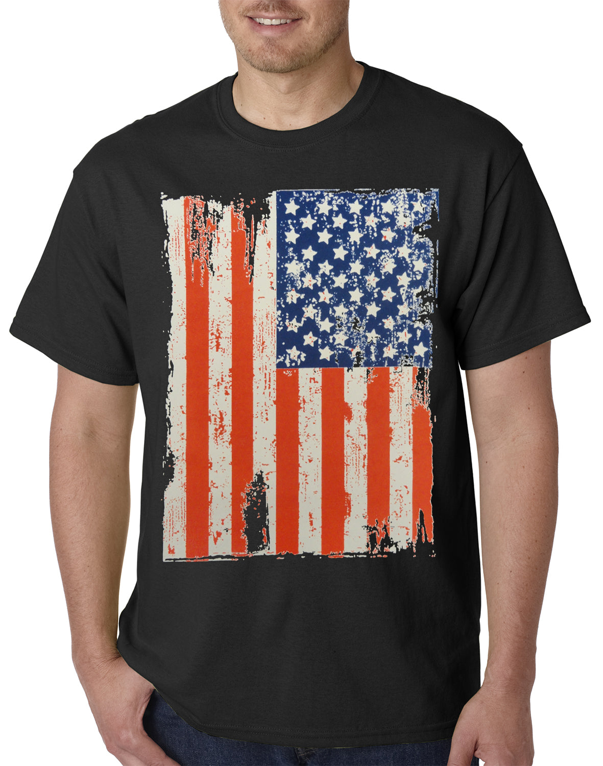 Vertical Distressed American Flag Mens T-shirt – Bewild