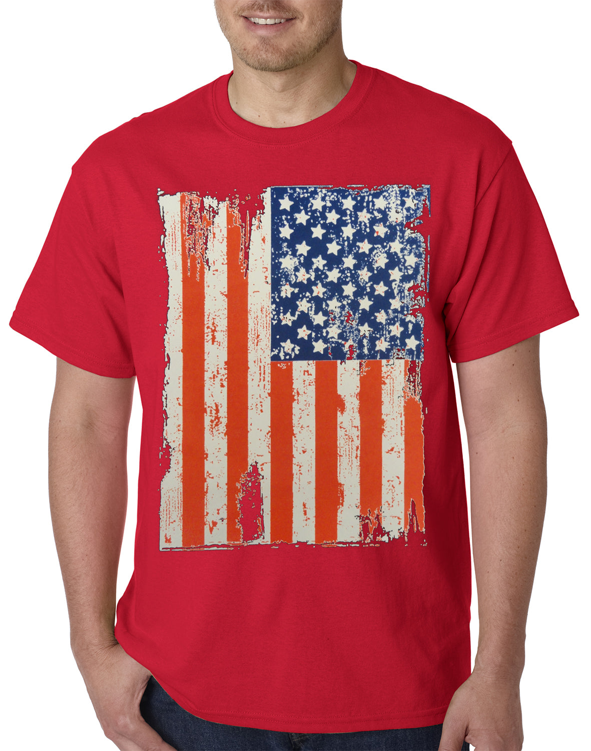 Vertical Distressed American Flag Mens T-shirt – Bewild