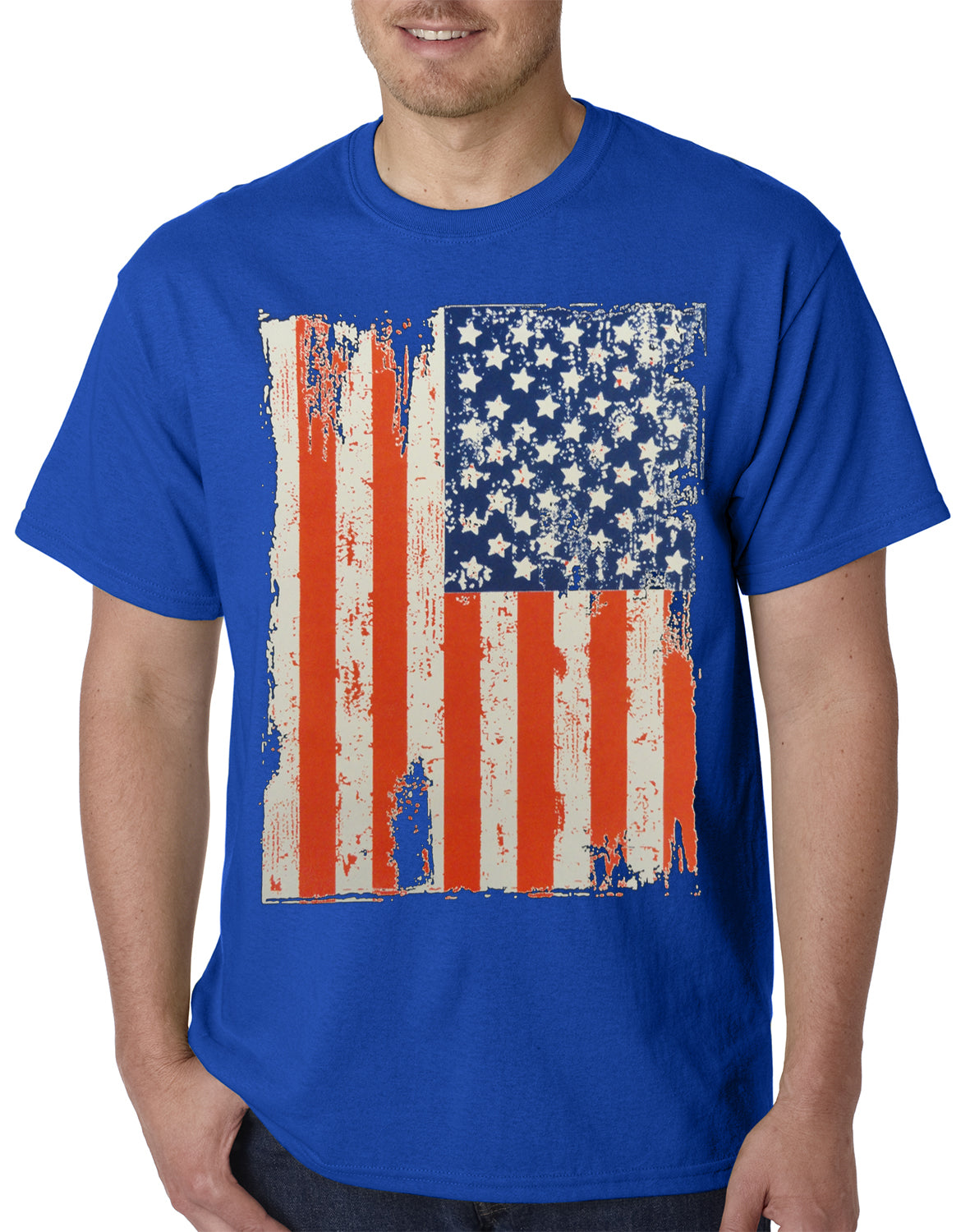 Vertical Distressed American Flag Mens T-shirt – Bewild