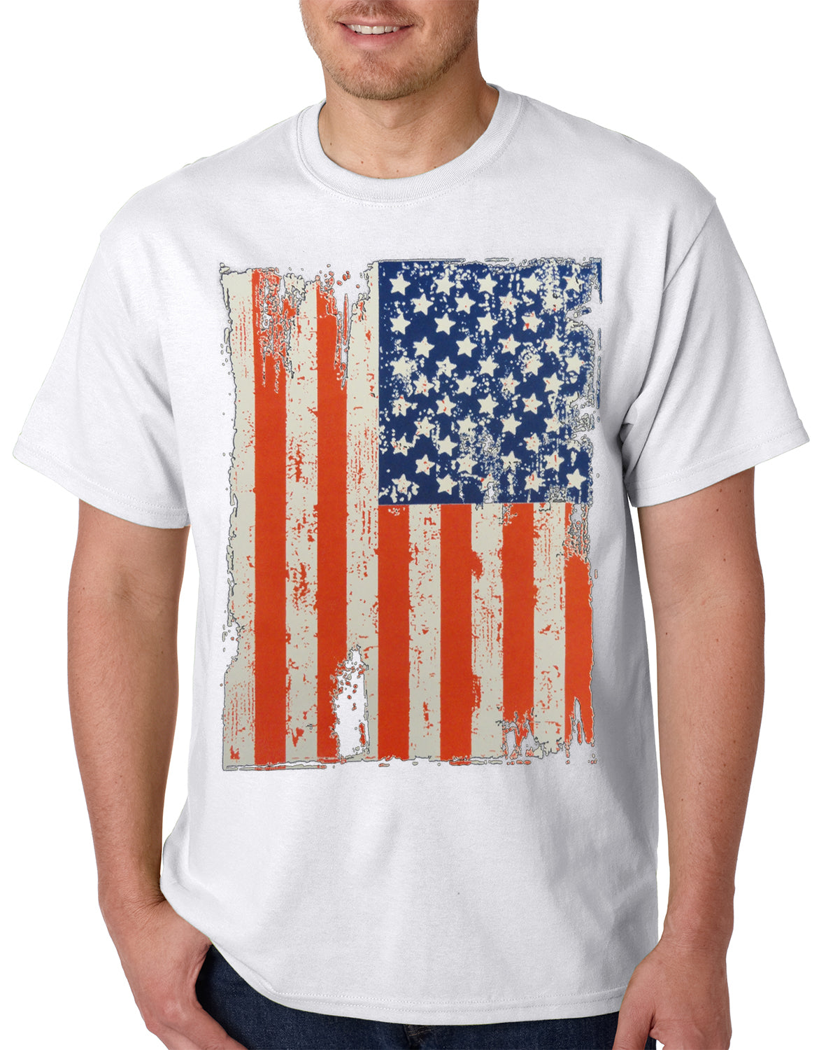 Vertical Distressed American Flag Mens T-shirt – Bewild
