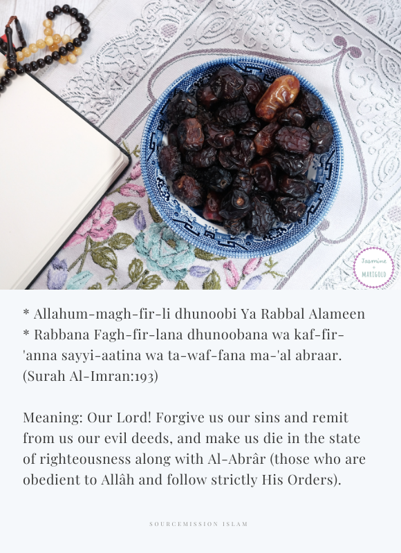 prayer for forgiveness and a bowl of dates