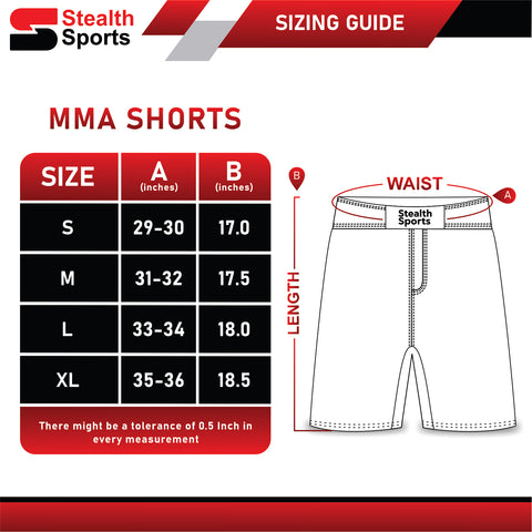 MMA Shorts Size Guide - Stealth Sports