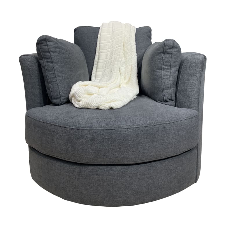 cozy cuddle swivel chair in storm grey