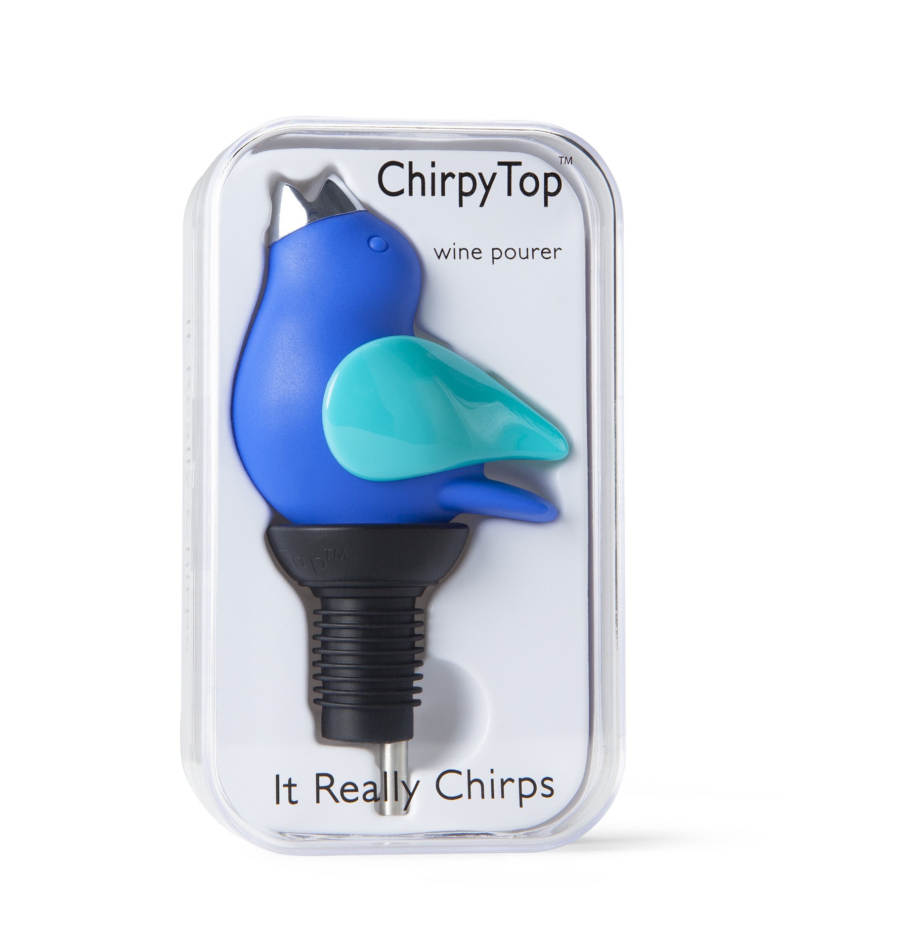 ChirpyTop Wine Pourer Blue Body with Teal Wings Simple Tidings & Kitchen